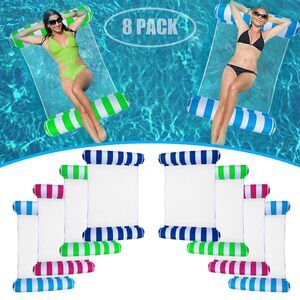 8 Pack Inflatable Pool Floats Adult 4-in-1 Hammock Saddle Chair Drifter 242lb